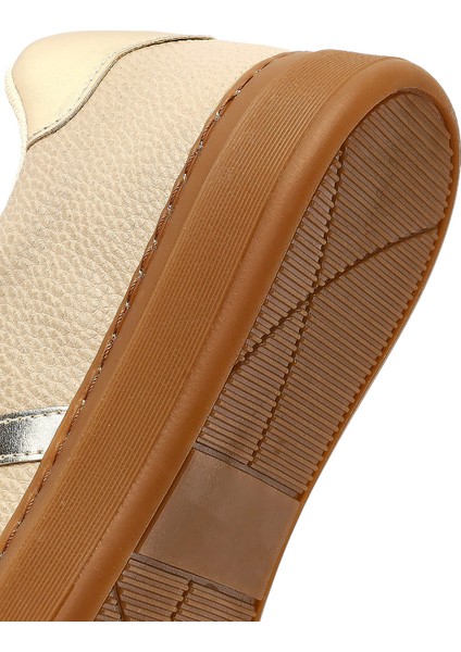 Kadın Bej Bağcıklı Kalın Tabanlı Sneaker 25AFE145414