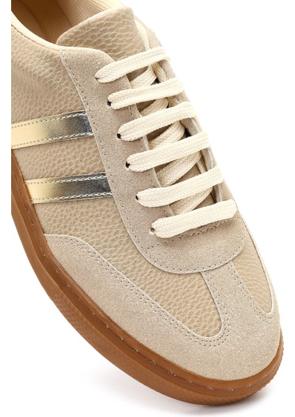 Kadın Bej Bağcıklı Kalın Tabanlı Sneaker 25AFE145414