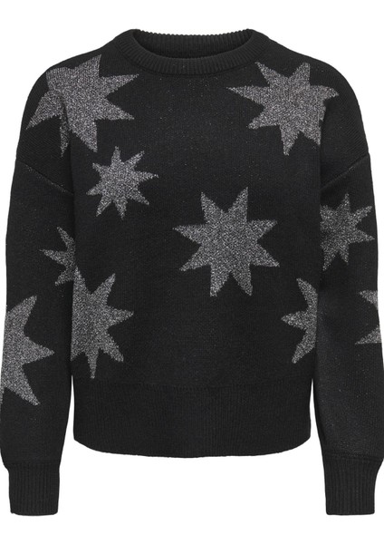 Rosie Ls O-Neck Glitter Kadın Triko Kazak – Işıltılı Bisiklet Yaka