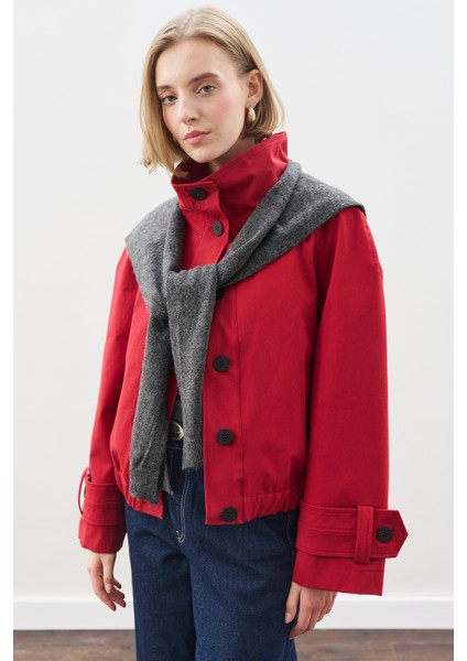 Kare Yaka Bağlamalı Triko Atkı Antrasit modelleri