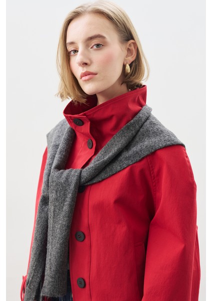 Kare Yaka Bağlamalı Triko Atkı Antrasit fırsatları