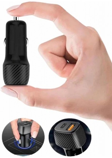 Hızlı Oto Şarj Cihazı 38W Çift Girişli Hızlı Şarj Oto Çakmaklık Type-C modelleri