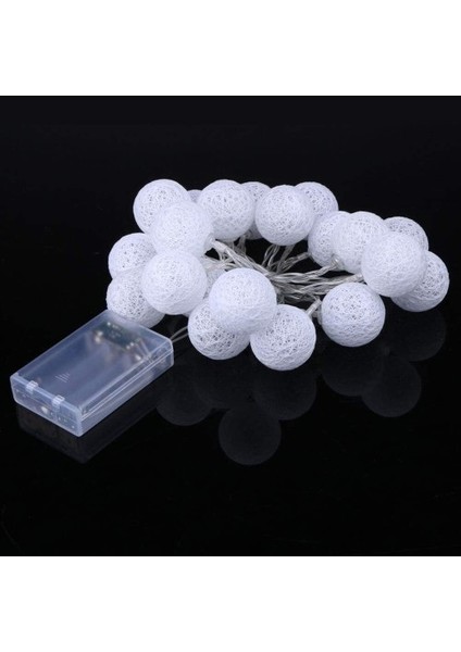 2m 10'lu Işıklı Beyaz Top Dekoratif Süs modelleri