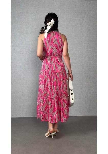 Kadın Kolsuz Etek Ucu Lazer Kesim Çiçek Desenli Midi Boy Ithal Krep Elbise modelleri