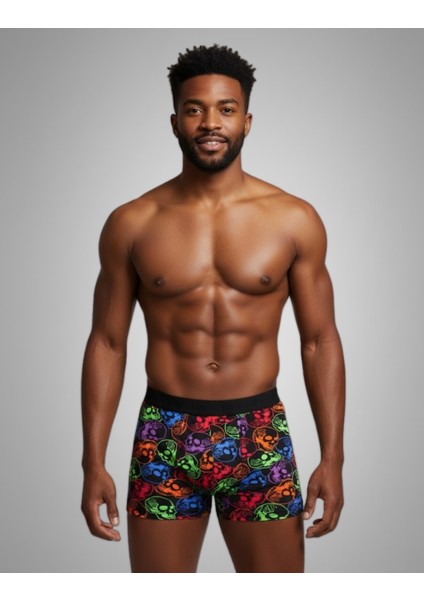 Erkek 5'li Desenli Renkli Pamuklu Premium Paket Boxer