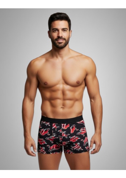 Erkek 5'li Desenli Renkli Pamuklu Premium Paket Boxer