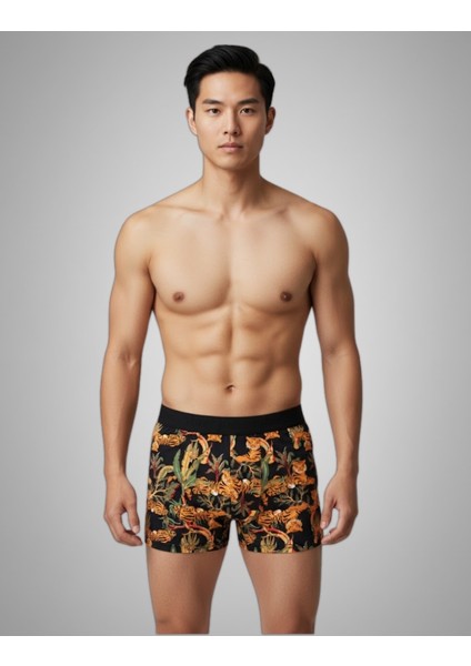 Erkek 5'li Desenli Renkli Pamuklu Premium Paket Boxer
