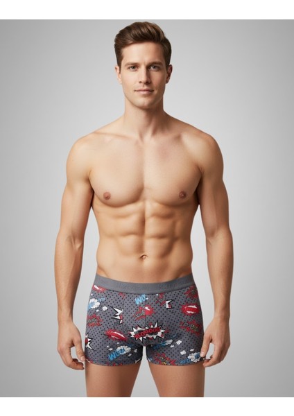 Erkek 5'li Desenli Renkli Pamuklu Premium Paket Boxer