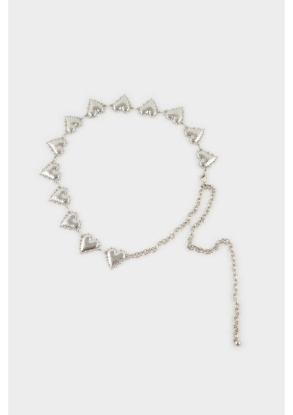 Kadın Silver Kalp Temalı Metal KEMER G3802AXNS