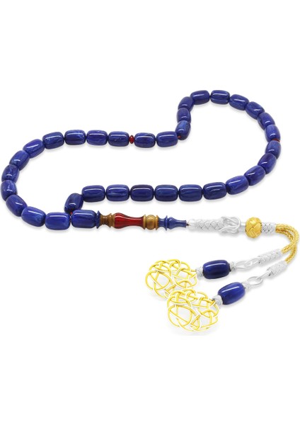 1000 Ayar Gümüş Kazaz Püskül Her Tanesi Usta Işçilikli Imame Hitame Kuka Mavi Kırmızı Katalin Tesbih