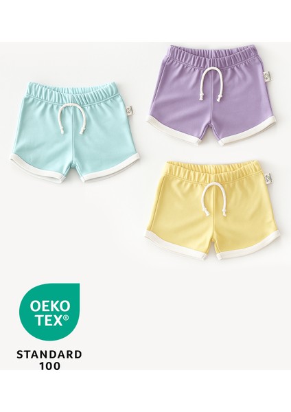Holiday 3lü %100 Pamuk Lastikli Bebek Şort Set