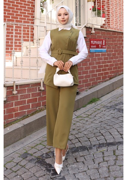 Kemerli Yelek Pantolon Takım Haki 19250 modelleri