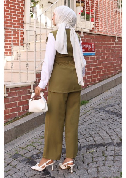 Kemerli Yelek Pantolon Takım Haki 19250 fırsatları