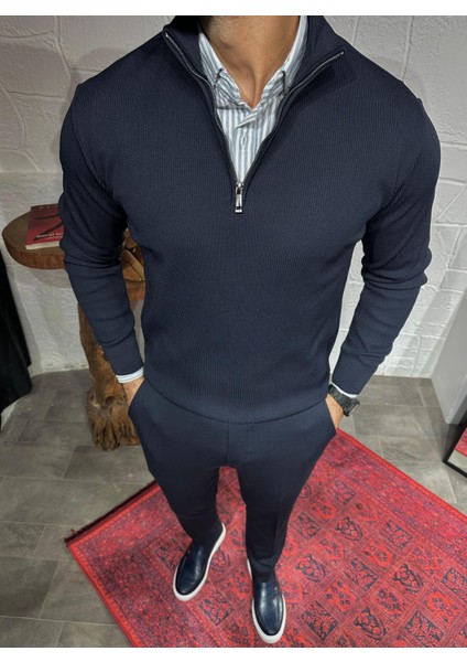 Özel Tasarım Fermuar Detaylı Uzun Kollu Triko