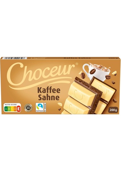 Choceur Kaffee Sahne 200G – Kahve Aromalı Sütlü Çikolata Tablet (Alman Üretimi)