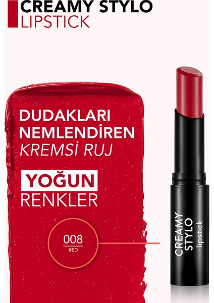 Creamy Stylo Yarı Parlak Bitişli Kremsi Ruj (08 Red) 8682536013680 modelleri