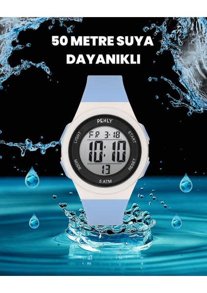 Dijital Çocuk Kol Saati 8212 Model Açık Turkuaz +4 Renk Kronometre-Alarmlı 5ATM Su Geçirmez modelleri