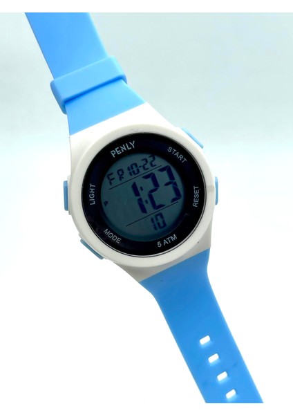 Dijital Çocuk Kol Saati 8212 Model Açık Turkuaz +4 Renk Kronometre-Alarmlı 5ATM Su Geçirmez