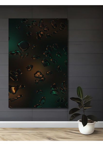 Parlayan Damlalar Sulu Boya Görünümlü Soyut Sanat Ahşap Dekoratif Tablo Dikdörtgen Tablo