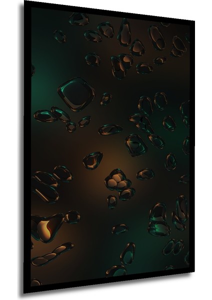 Parlayan Damlalar Sulu Boya Görünümlü Soyut Sanat Ahşap Dekoratif Tablo Dikdörtgen Tablo