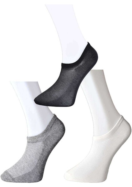 Siyah Gri ve Beyaz Erkek Görünmez Çorap 6 çift indirimleri