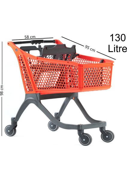 Kartal Plastik Market Alışveriş Arabası 130 Litre Turuncu