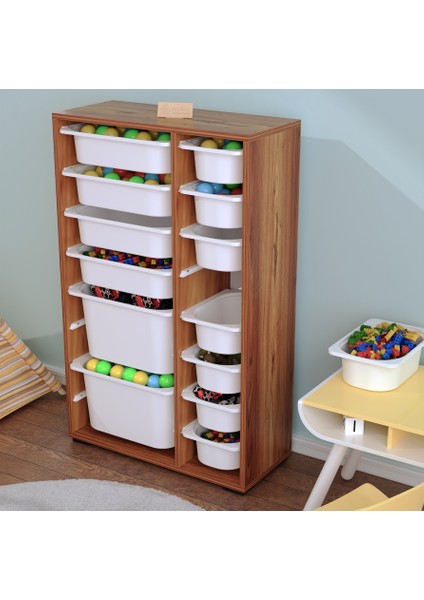 Rine 14 Sepetli Çok Amaçlı Oyuncak Dolabı Tropik Ceviz 2D4K8U fırsatları