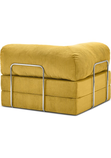 Çok Amaçlı Yer Yatağı ve Köşe Koltuk Seti | 100X100 cm | Puf Koltuk - Yatak | Kadife Kumaş |demirli modelleri