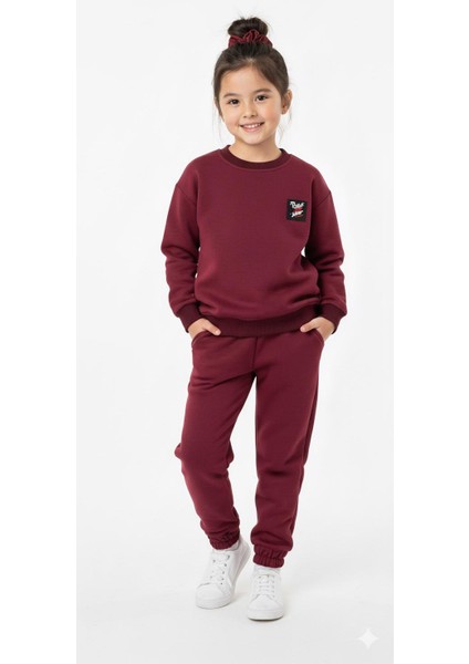 Uzun Kollu Şardonlu 3 Iplik Bel ve Paça Lastikli Çift Cepli Eşofman Takımı