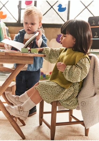 Yeşil Kız Bebek Yelek Elbise Takım 2913