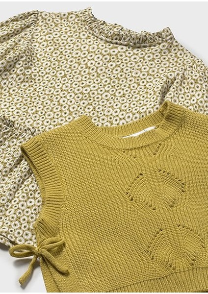 Yeşil Kız Bebek Yelek Elbise Takım 2913 fırsatları