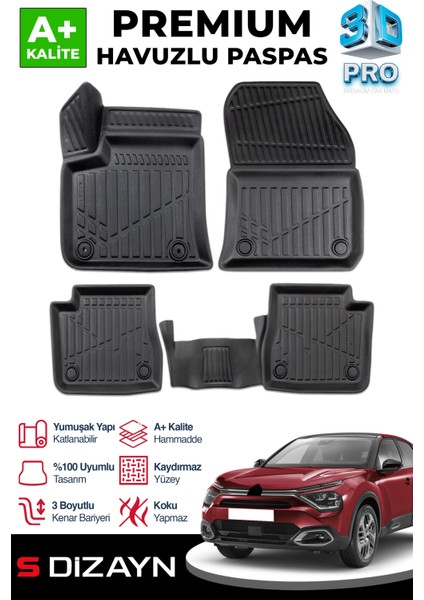Citroen C4 Elektrikli 3D Pro Havuzlu Paspas 2022 Üzeri A+ Kalite