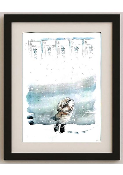 Viacheslav Bibishev 43x30cm Orijinal Karikatür Tablo