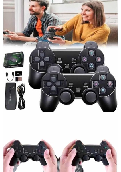 2 Kollu Kablosuz 2.4g Retro Oyunlar 4K Game Stick 3500 Oyun Atari - F353K096-U12353 indirimleri