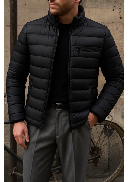 Erkek Kışlık Slim Fit Günlük Siyah Şişme Mont fiyatları