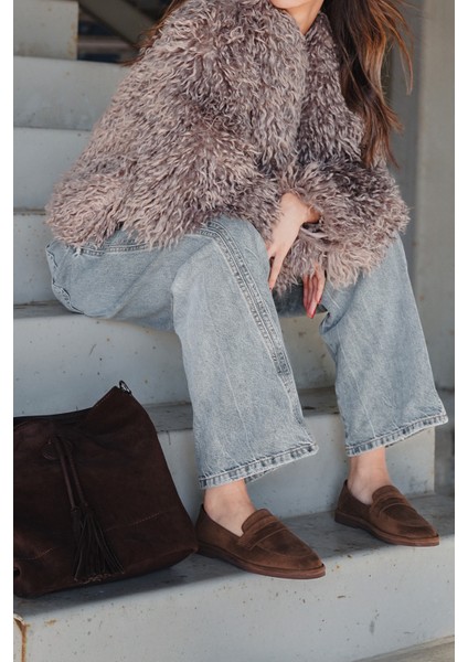 Kadın Loafer Düz Taban Makosen Günlük Ayakkabı Riston Kahve Süet fiyatları