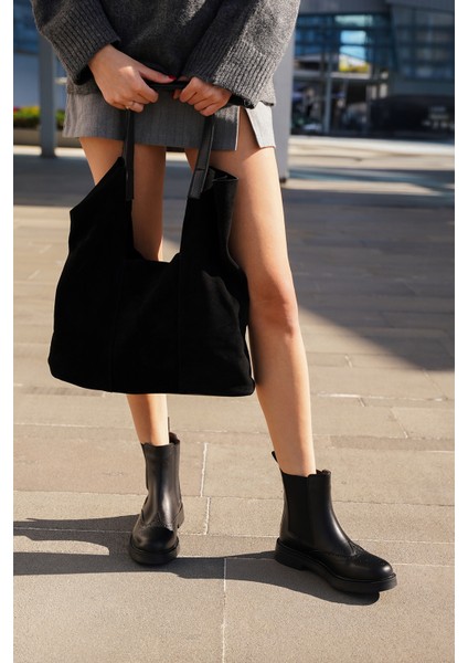 Kadın Hakiki Deri Elastik Yan Bantlı Günlük Bot Yestin Siyah fiyatları