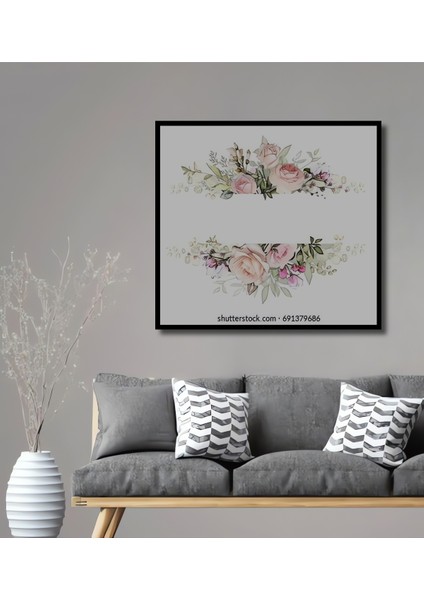 Romantik Gül Bahçesi Sulu Boya Görünümlü Dekoratif Ahşap Tablo Dikdörtgen Tablo fiyatları