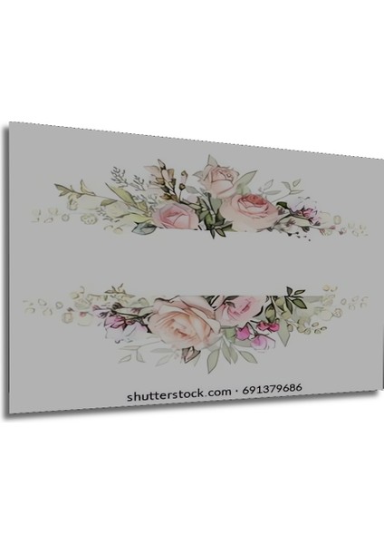 Romantik Gül Bahçesi Sulu Boya Görünümlü Dekoratif Ahşap Tablo Dikdörtgen Tablo fırsatları