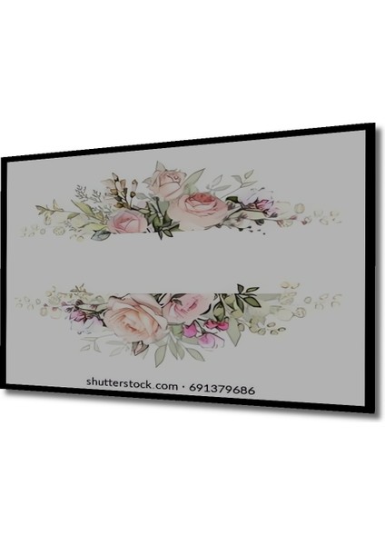 Romantik Gül Bahçesi Sulu Boya Görünümlü Dekoratif Ahşap Tablo Dikdörtgen Tablo indirimleri