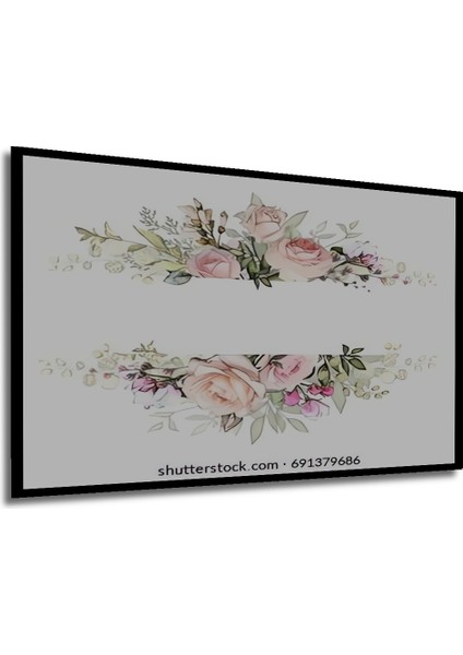 Romantik Gül Bahçesi Sulu Boya Görünümlü Dekoratif Ahşap Tablo Dikdörtgen Tablo