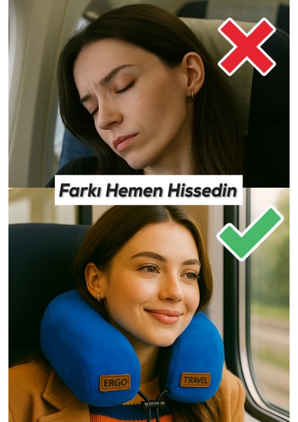 Lux Ortopedik Seyahat Yastığı Visco Boyun Destekli Seyahat Yastığı - Mavi| Ergo Travel indirimleri