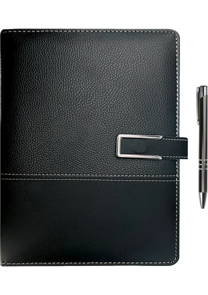 2026 Organizer Ajanda Kart Bölmeli 18X23 Tarihli Defter Mıkantıs Klipsli Siyah Mekanizmalı Seperatörlü Tükenmez Kalem Hediyeli