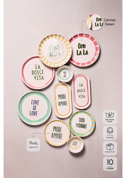 La Dolce Vita 10 Parça 4 Kişilik Kahvaltı Takımı fırsatları