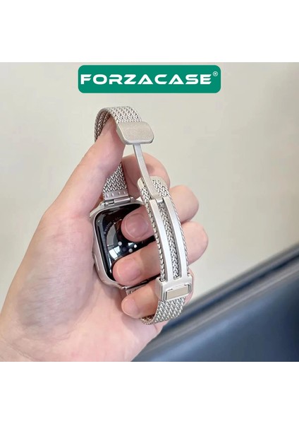 Apple Watch Se 3 44MM ile Uyumlu D Mıknatıslı Ince Metal Hasır Kordon Kayış - FC1139 modelleri