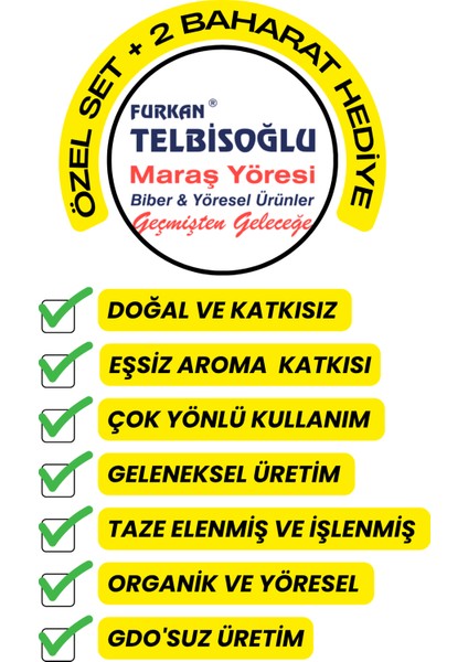 Zencefil Kök 25GR + Organik Çubuk Tarçın 25GR + Nane 25GR + Yeşil Çay 25GR+ 2 Baharat Hediye fiyatları