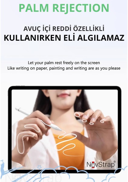 Apple iPad Pro 13 (M4) ile Uyumlu Bluetooth Dokunmatik Tablet Kalemi BP25BL Pil Ekranlı Kısayol Tuşlu Stylus Pencil