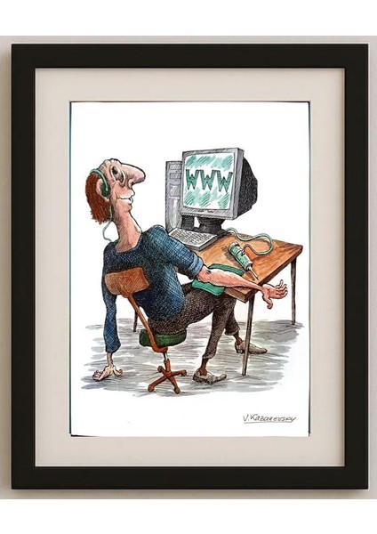 Vladimir Kazanevsky 29X21CM Orijinal Karikatür Tablo