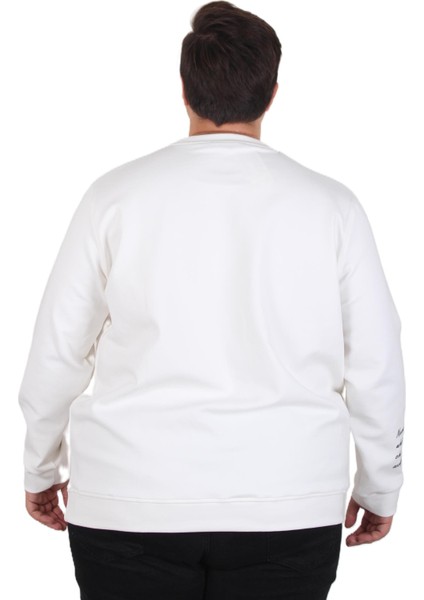 Mocgrande Büyük Beden Bisiklet Yaka Sweat Double Face 25707 Ekru fırsatları