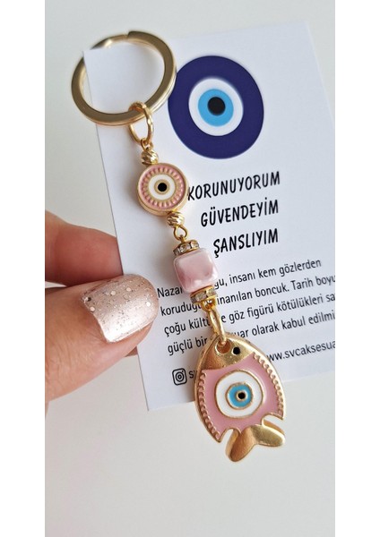 Hediyelik Şeker Pembe Şans Balık Anahtarlık